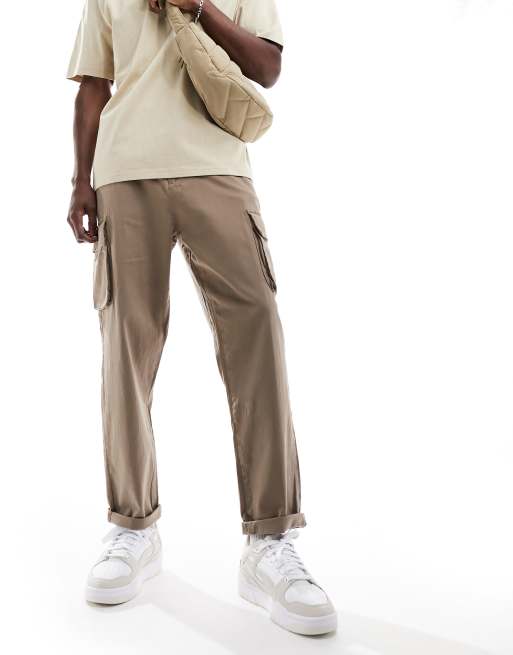 ASOS DESIGN baggy cargo pants in khaki