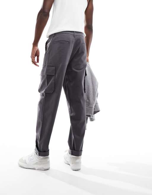 ASOS DESIGN loose cargo pants with elasticized waist in washed