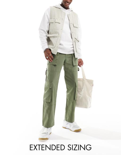 ASOS DESIGN relaxed cargo pants in washed khaki