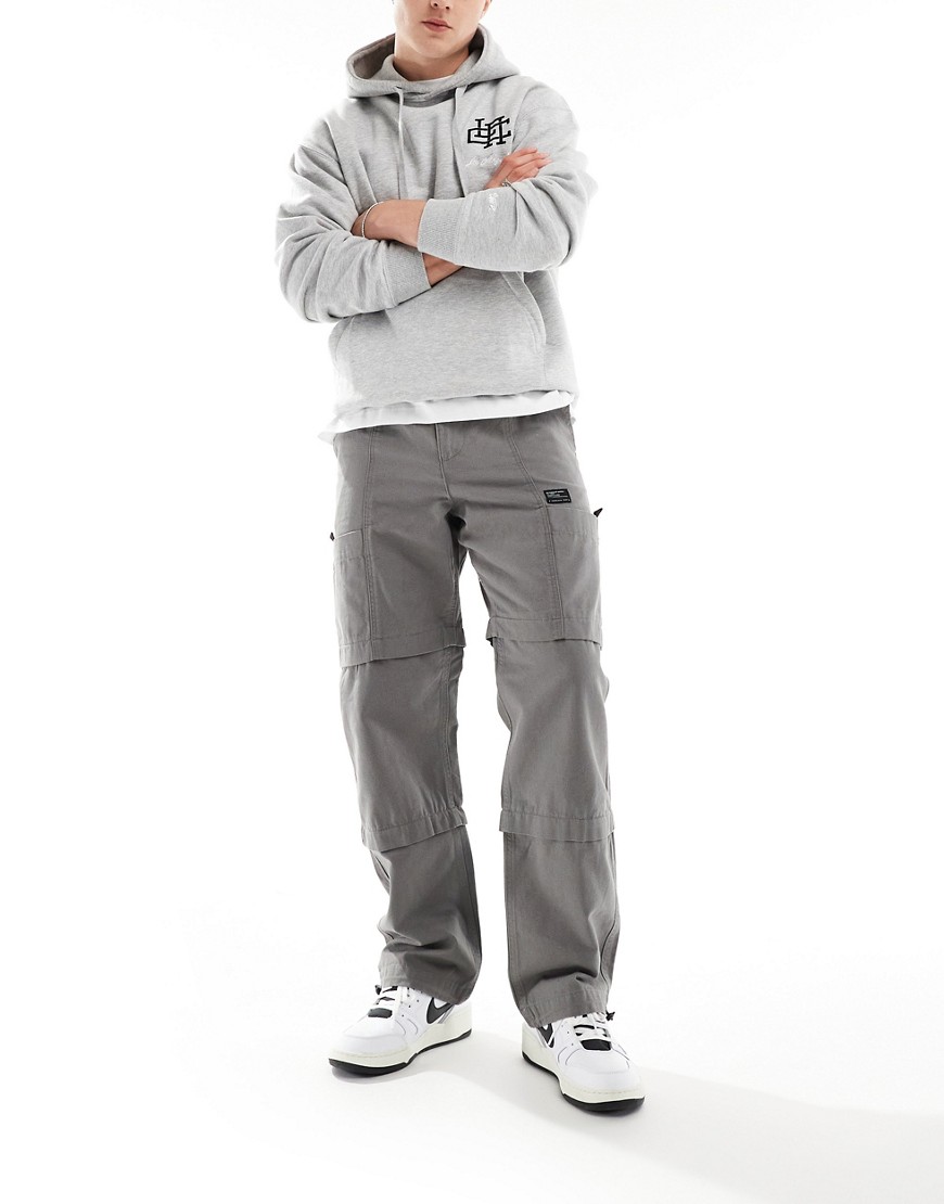 relaxed cargo pants with patch in gray