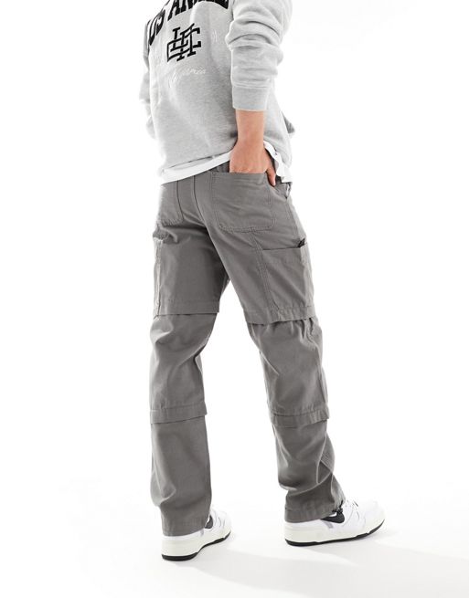 ASOS DESIGN relaxed cargo pants with patch in gray