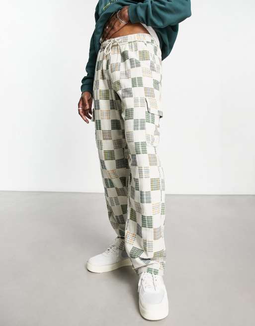 ASOS DESIGN relaxed cargo trousers in check