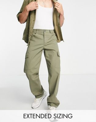 ASOS DESIGN relaxed cargo trousers in khaki