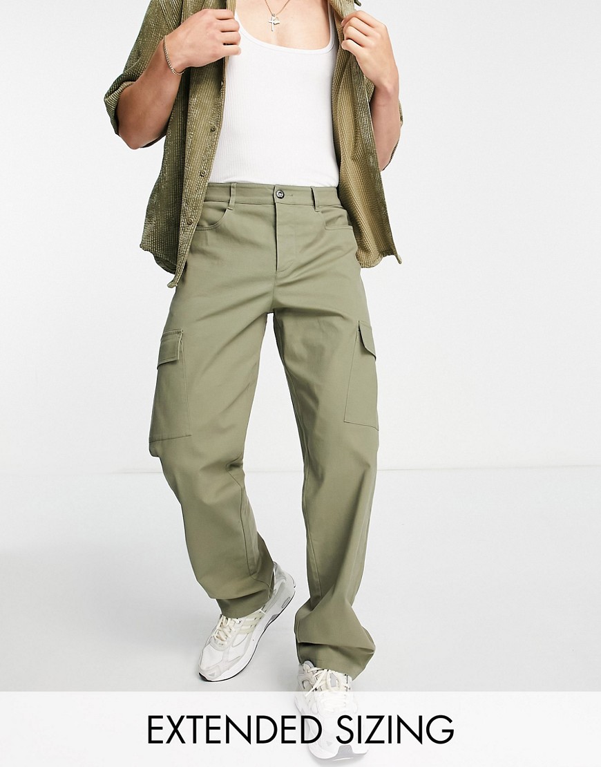 ASOS DESIGN relaxed cargo trousers in khaki-Green