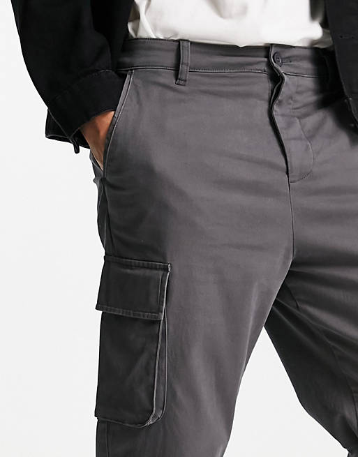 Trousers & Chinos relaxed cargo trousers in washed black 