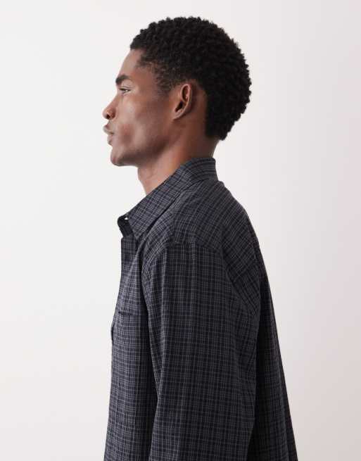 ASOS DESIGN relaxed check shirt in black, 4 of 5