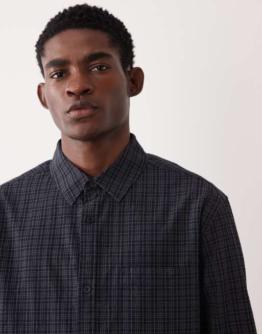 ASOS DESIGN relaxed check shirt in black, 5 of 5