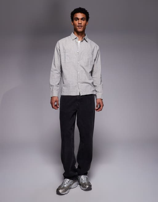ASOS DESIGN relaxed check shirt in blue and beige, 2 of 5