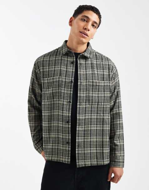 ASOS DESIGN relaxed check shirt in green - view 1