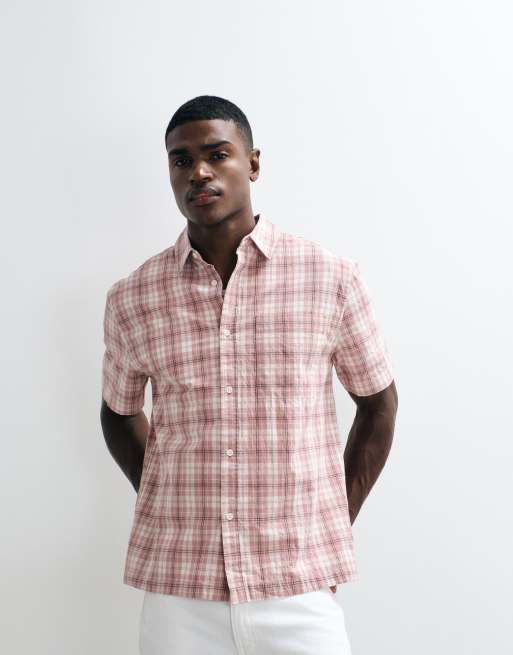 ASOS DESIGN relaxed check shirt in pink, 2 of 5
