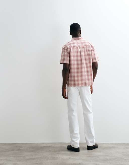 ASOS DESIGN relaxed check shirt in pink, 5 of 5