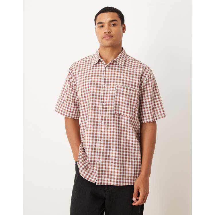 トップス ancellem cheak shirts 3 size Checked shirt Plus Size | Dark Red | Jack & Jones®
