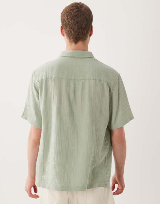ASOS DESIGN relaxed cheesecloth shirt in sage green, 3 of 6