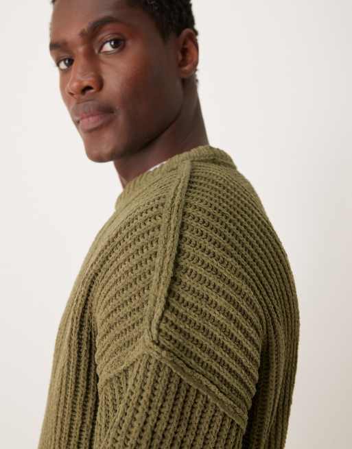 Olive green knit sweater best sale