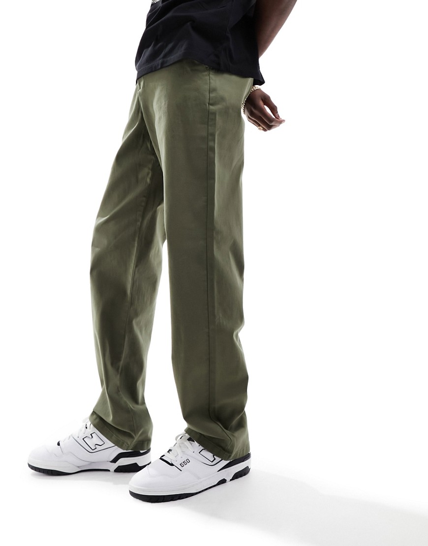 ASOS DESIGN relaxed chino trousers in khaki-Green