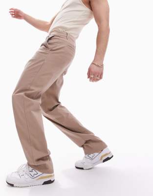 ASOS DESIGN relaxed chinos in dark beige  - ASOS Price Checker