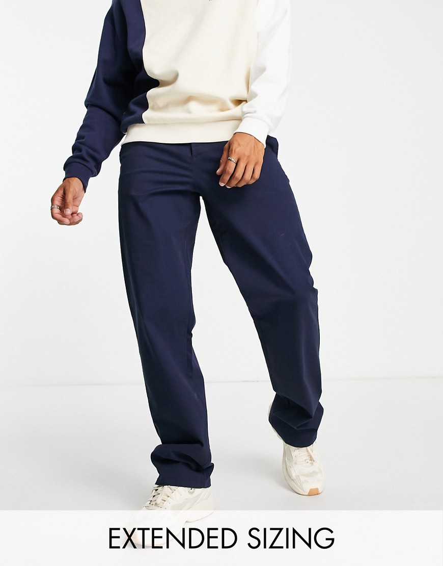 ASOS DESIGN relaxed chinos in navy
