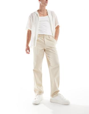 Asos Design Cigarette Fit Chinos In Ecru-neutral