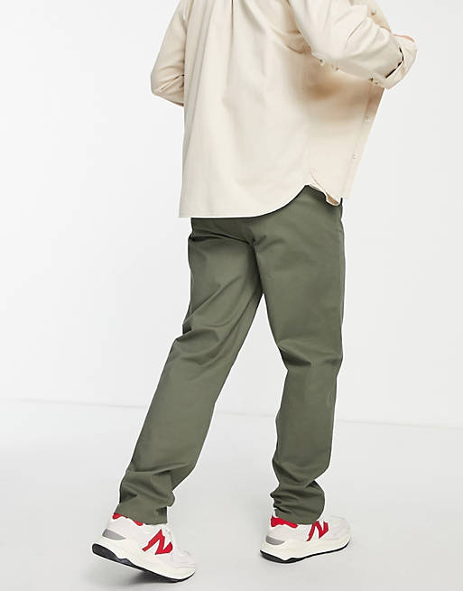 Men relaxed chinos in washed green 
