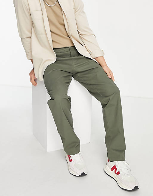 Men relaxed chinos in washed green 