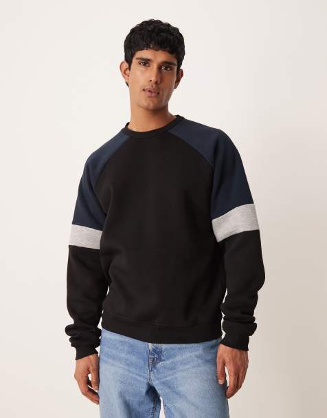 ASOS DESIGN relaxed color block sweatshirt in black - view 1