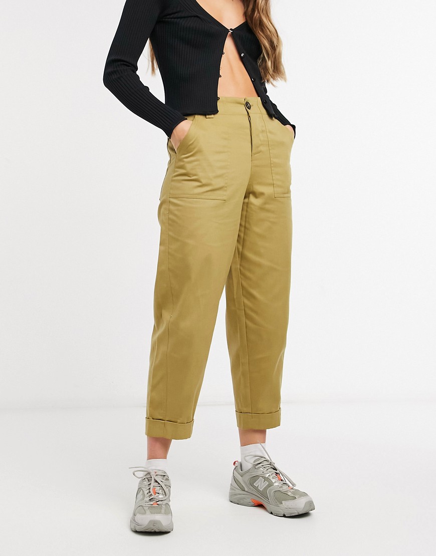 ASOS DESIGN relaxed combat pants in olive-Green