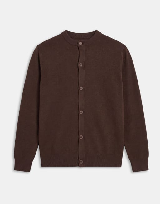 ASOS DESIGN relaxed compact knit cardigan in brown, 6 of 7