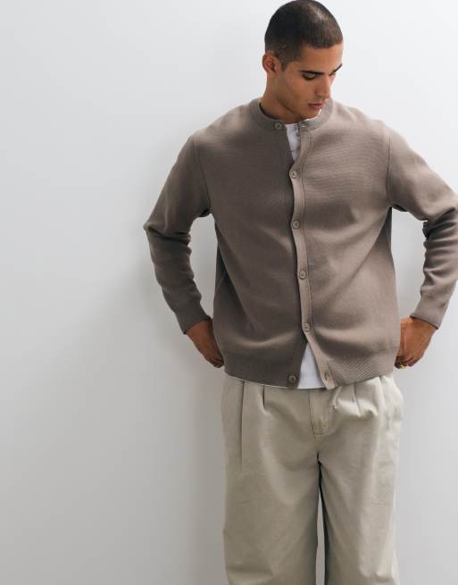 ASOS DESIGN relaxed compact knit cardigan in taupe, 3 of 5
