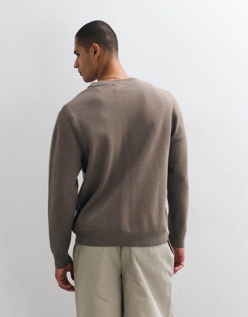 ASOS DESIGN relaxed compact knit cardigan in taupe, 5 of 5