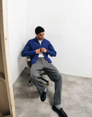 Asos Design Relaxed Compact Knit Overshirt In Blue