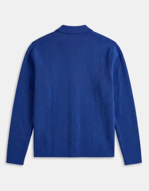 ASOS DESIGN relaxed compact knit overshirt in blue, 7 of 9
