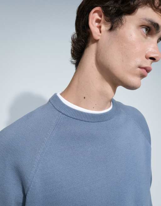 ASOS DESIGN relaxed compact knit sweater in light blue, 2 of 7