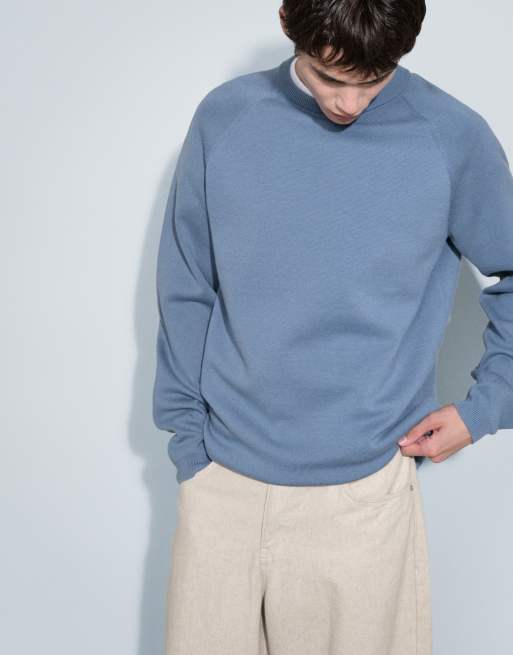 ASOS DESIGN relaxed compact knit sweater in light blue, 3 of 7