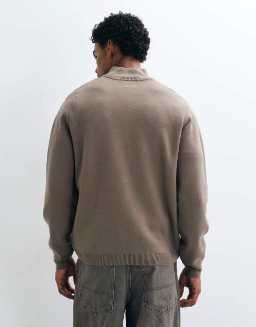 ASOS DESIGN relaxed compact knitted half zip in sage, 4 of 5