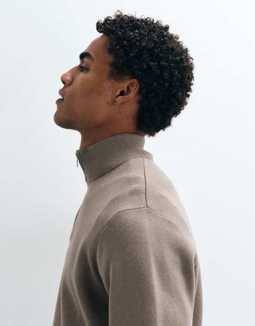 ASOS DESIGN relaxed compact knitted half zip in sage, 5 of 5