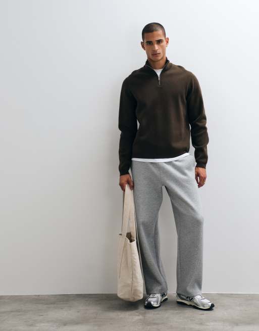 ASOS DESIGN relaxed compact knitted half-zip jumper in brown, 2 of 5