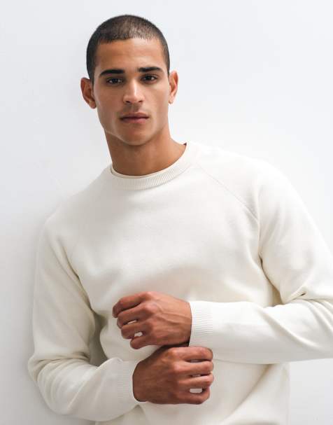 ASOS DESIGN relaxed compact knitted jumper in ecru - view 1