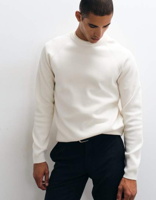 ASOS DESIGN relaxed compact knitted jumper in ecru, 5 of 5