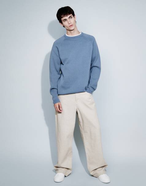 ASOS DESIGN relaxed compact knitted jumper in light blue - view 1