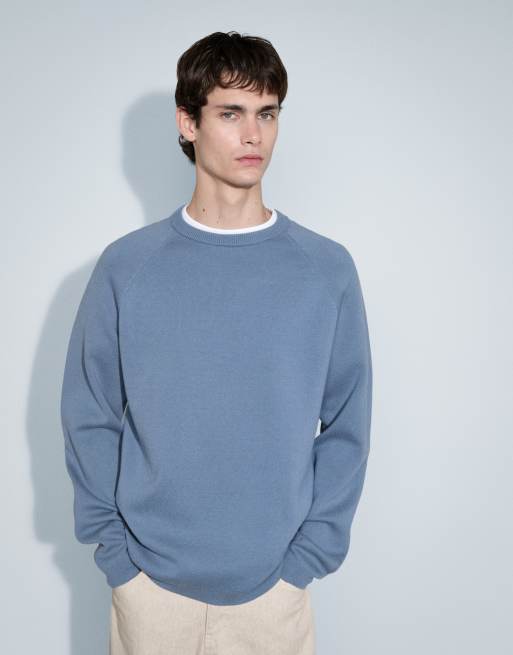 ASOS DESIGN relaxed compact knitted jumper in light blue, 4 of 7