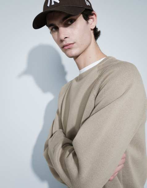 ASOS DESIGN relaxed compact knitted jumper in sage - view 1