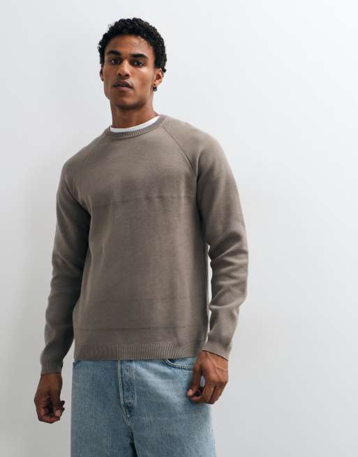 ASOS DESIGN relaxed compact knitted jumper in taupe, 2 of 5
