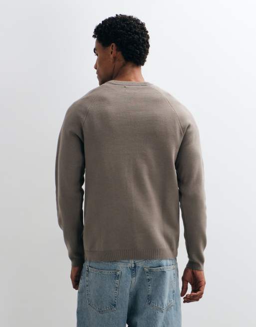 ASOS DESIGN relaxed compact knitted jumper in taupe, 5 of 5