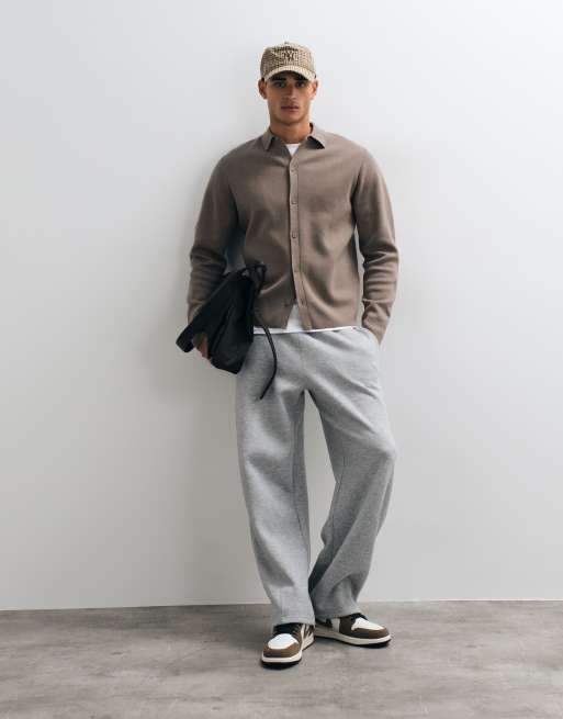 ASOS DESIGN relaxed compact knitted over shirt in taupe, 4 of 5