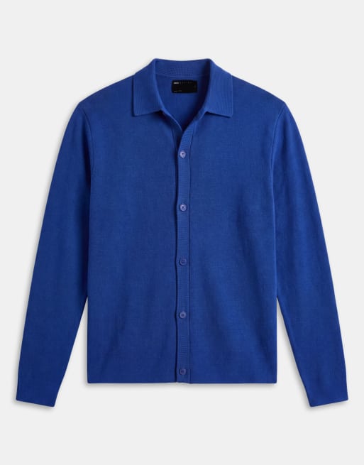 ASOS DESIGN relaxed compact knitted overshirt in blue, 6 of 9