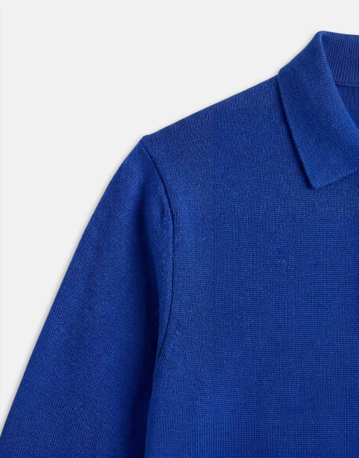 ASOS DESIGN relaxed compact knitted overshirt in blue, 8 of 9