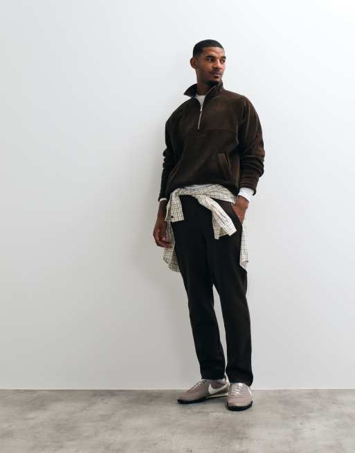 ASOS DESIGN relaxed con zip corta in tessuto a coste marrone, 3 di 5
