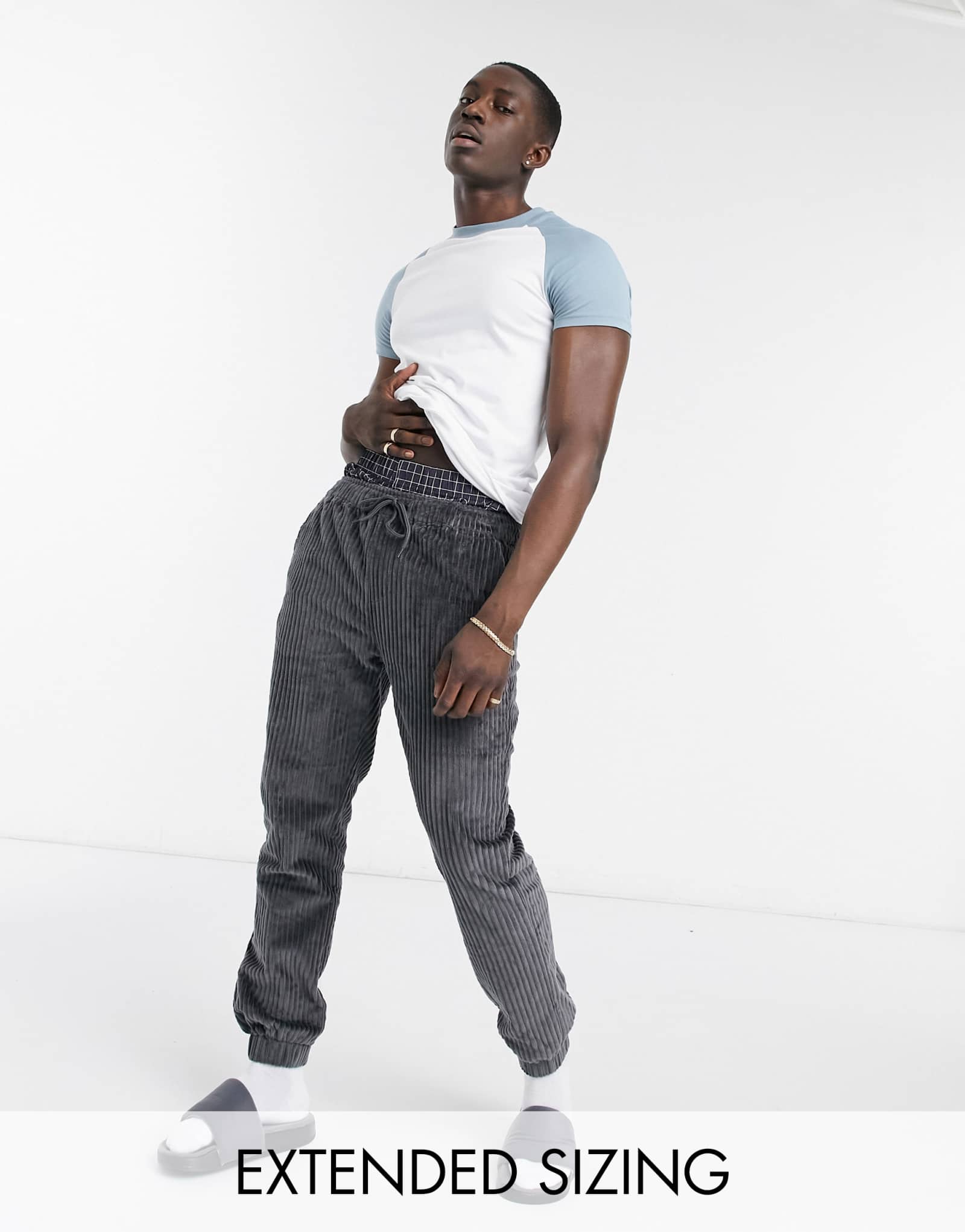 Спортивные брюки ASOS DESIGN из шнура свободного кроя цвета древесного угля