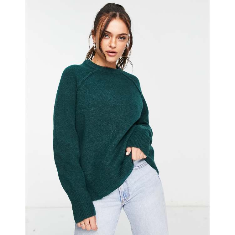 Dark green outlet crew neck sweater