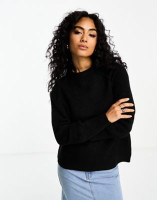 ASOS DESIGN relaxed crew neck jumper with seam detail in black